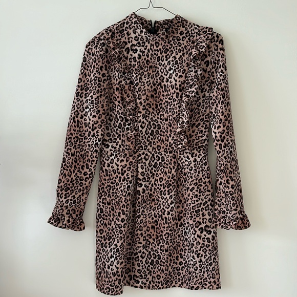 Topshop PETITE Dresses & Skirts - Topshop Petite Animal Print Ruffle Mini Dress